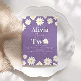 Convite Boho Daisy Two Floral Purple Bohemian segundo aniv