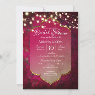 Convite Boho Damask Inspirado em Indiano em Rosa Profundo