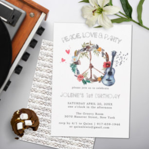 Convite Boho de Aniversário com Tema Groovy dos An