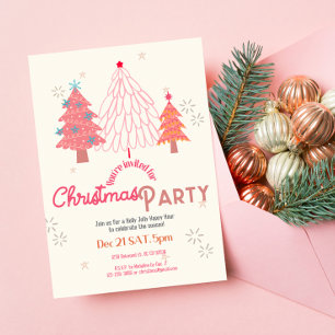 Convite Boho de árvore de Natal rosa