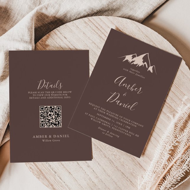 Convite Boho de Montanha Limpa e Casamento Frente (Criador carregado)