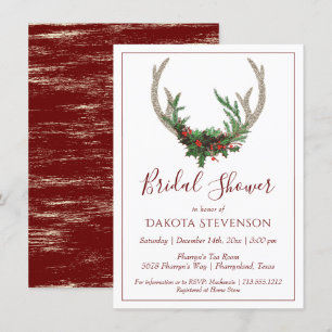 Convite Boho Deer Antlers Chá de panela de Natal russo