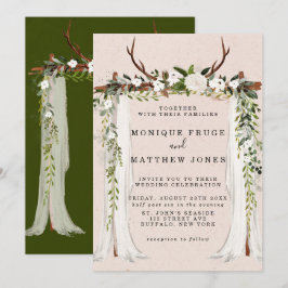 Convite Boho Deer Antlers White Canopy Rustic