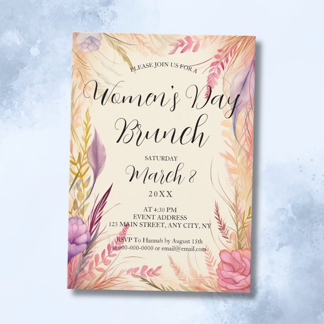 Convite Boho deixa o Brunch Internacional do Dia da Mulher (Boho Leaves International Women's Day Brunch Invitation
)