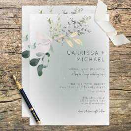 Convite Boho Delicate Greenery Modern Wedding
