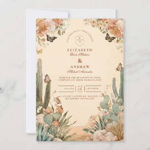 Convite Boho Desert Cactus Floral Wedding