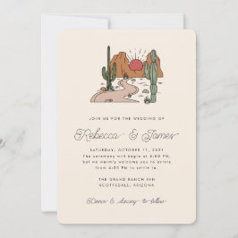Convite Boho Desert Cactus Modern Script Wedding