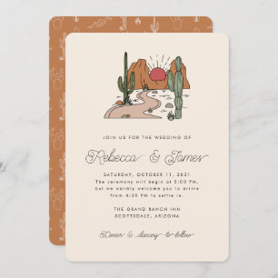 Convite Boho Desert Cactus Modern Script Wedding