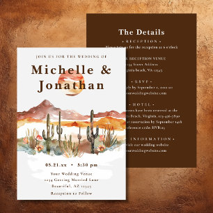 Convite Boho Desert Cactus Western All-in-One Wedding