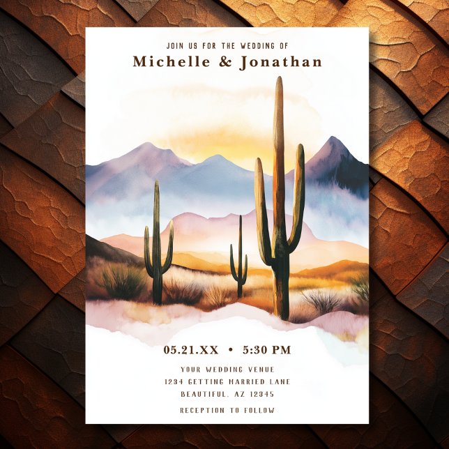 Convite Boho Desert Cactus Western Wedding (Front - Boho Desert Cactus Western Wedding Invitation)