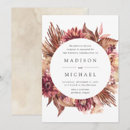 Convite Boho Desert Floral Frame Wedding