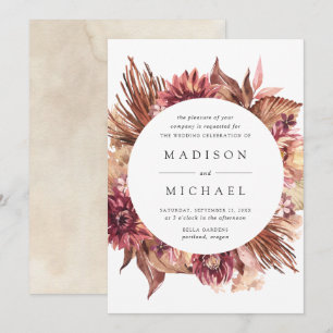 Convite Boho Desert Floral Frame Wedding