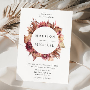 Convite Boho Desert Floral Wreath Wedding