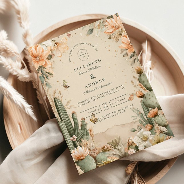 Convite Boho Desert Mountain Cactus Wedding (Criador carregado)