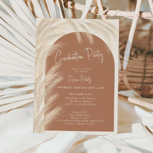 Convite Boho desert pampas, graduação em aquarela