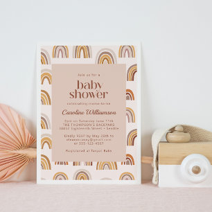 Convite Boho Desert Rainbow no Chá de fraldas neutro