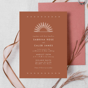 Convite Boho Desert Sun Burnt Orange Terracotta Casamento