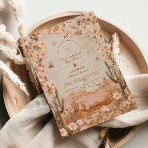 Convite Boho Desert Sunset Cactus Wedding