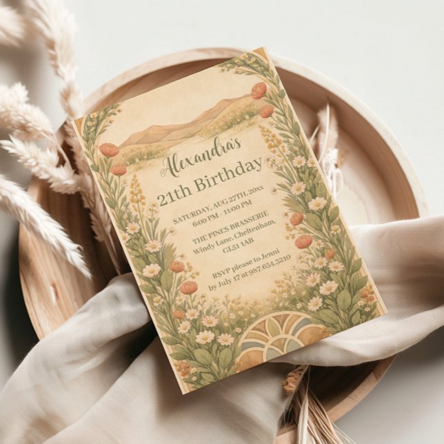 Convite Boho Desert Wildflower Birthday (Criador carregado)