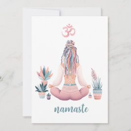 Convite Boho Design- Frau mit Dreadlocks- Meditation- OM