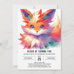 Convite Boho Digital Fox Birthday