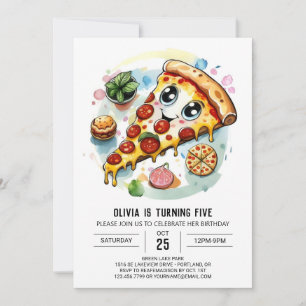 Convite Boho Digital Pizza Birthday