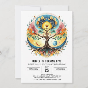Convite Boho Digital Tree of Life Birthday