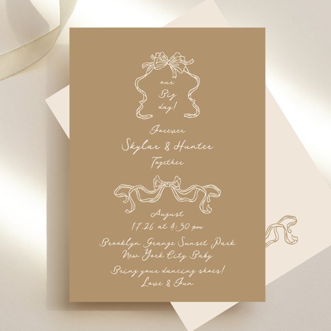 Convite Boho Doodle Handwrite Retro Creams Casamento (Criador carregado)