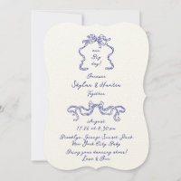 Boho Doodle Manuscrito Cobalt Azul & Ecru Simples