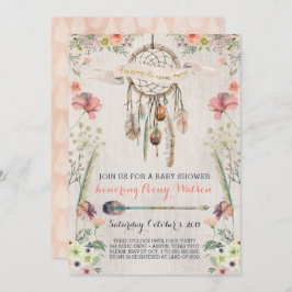 Convite Boho Dream Catcher Rustic Baby Shower Invants