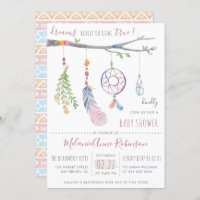 Boho Dream Catcher & Tribal Feather Chá de fraldas