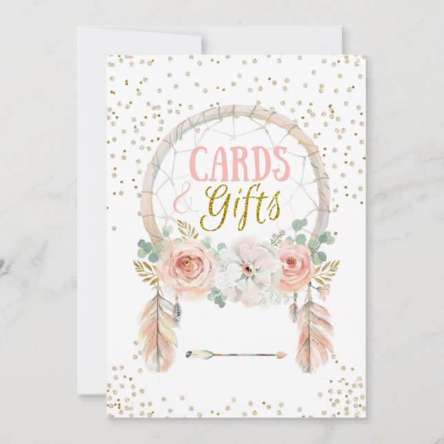 Convite Boho Dreamcatcher Cards Gifs Sinal 5x7" (Frente)