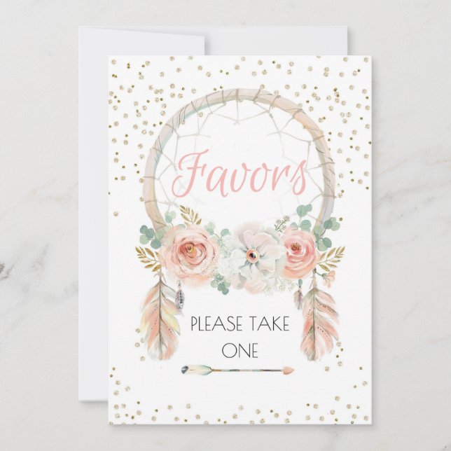 Convite Boho Dreamcatcher - Sinal de Favor 5x7" (Frente)