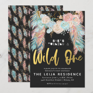 Convite Boho Dreamcatcher Wild One Birthday