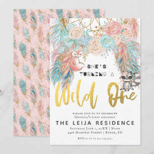 Convite Boho Dreamcatcher Wild One Birthday