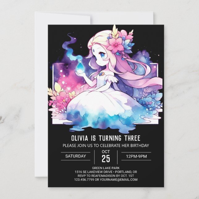 Convite Boho Dreamy Princess Birthday (Frente)