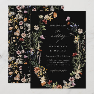 Convite Boho Dried Floral Wildflower Wedding Invitation