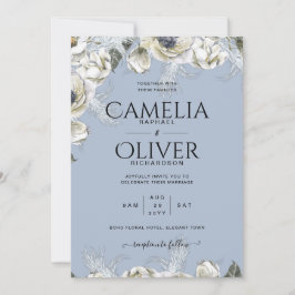 Convite BoHO Dusty Blue Pampas Casamento Floral