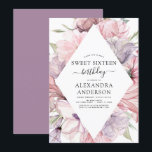 Convite Boho Dusty Purple Sweet 16 Aniversário Floral<br><div class="desc">Boho Dusty Pink e Purple Floral Botanical Greenery Watercolor Primavera ou Summer Sweet Sessenta Convites de Celebração de Festas de aniversário - inclui uma bela e elegante tipografia com flores botânicas modernas e verde para a Festa de aniversário Sweet 16 especial.</div>