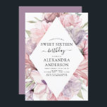 Convite Boho Dusty Purple Sweet 16 Aniversário Floral<br><div class="desc">Boho Dusty Pink e Purple Floral Botanical Greenery Watercolor Primavera ou Summer Sweet Sessenta Convites de Celebração de Festas de aniversário - inclui uma bela e elegante tipografia com flores botânicas modernas e verde para a Festa de aniversário Sweet 16 especial.</div>