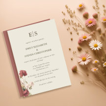 Boho Dusty Rosa Monogrammed Casamento Contemporâne