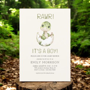 Convite Boho É um Chá de Bebê Dinossauro Bonito