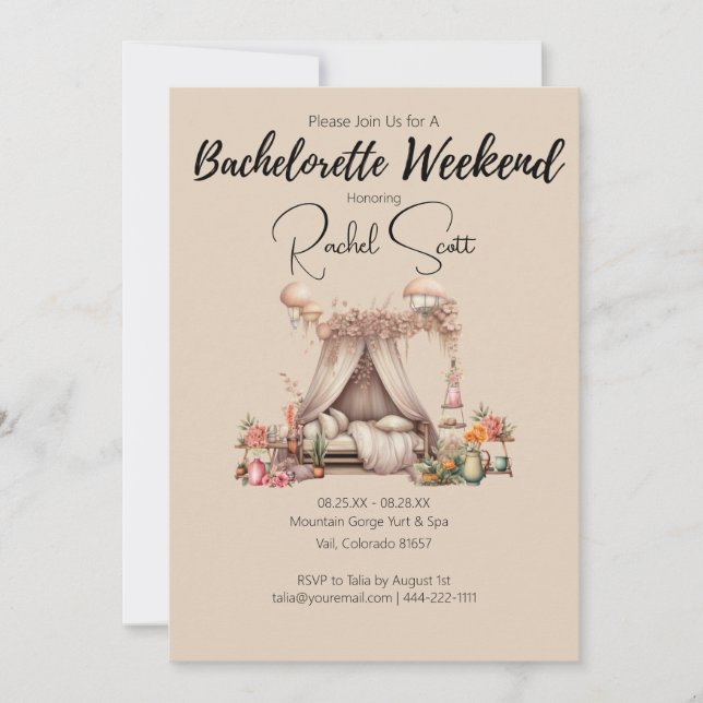 Convite Boho Elegant Bachelorette Glamping Party Weekend  (Frente)