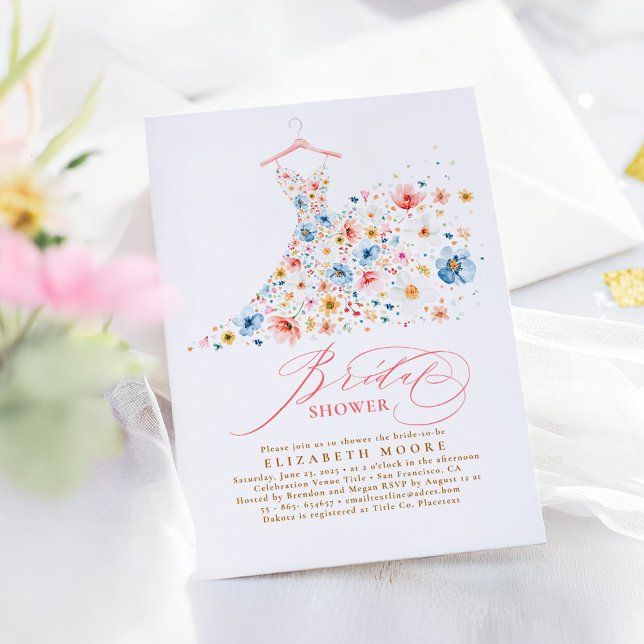 Convite Boho Elegant Wildflower Floral Chá de panela (Wildflowers Bridal Shower Invitation)