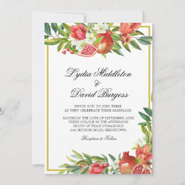 Convite Boho Elegante Botânico Casado Pomegranato