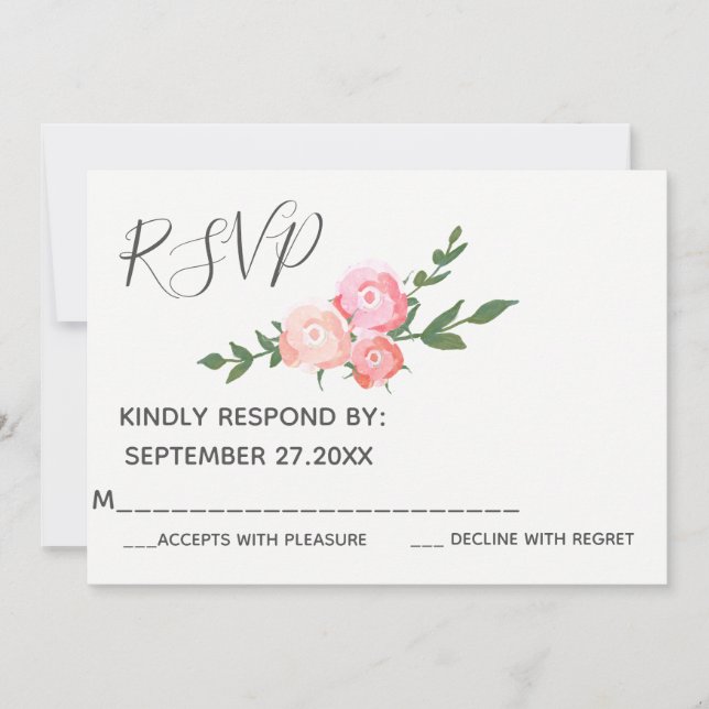 Convite Boho elegante resposta de casamento com rosas em a (Frente)