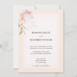 Convite Boho Elegante Rosa Rosa Watercolor Floral