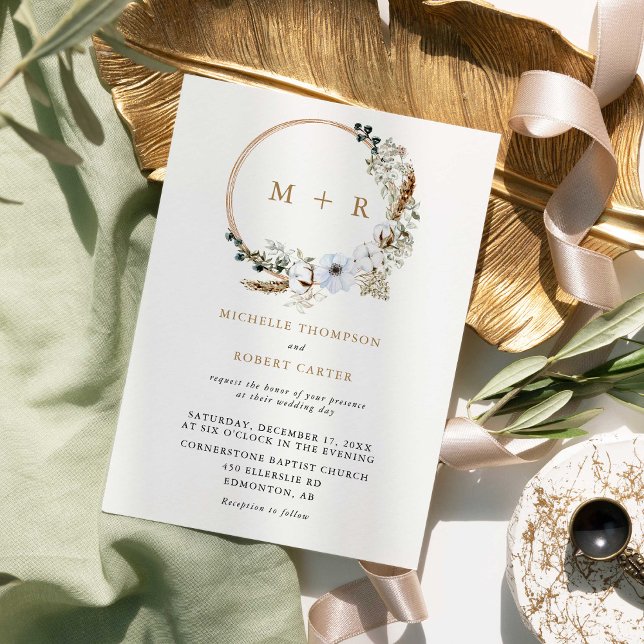 Convite Boho Elegante Terracotta de Pampas Grass (Criador carregado)