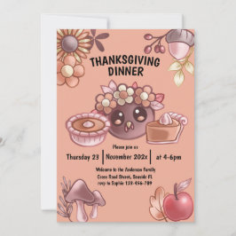 Convite Boho em cores quentes Janto de Ação de Graças