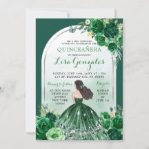 Convite Boho Emerald Green Quinceanera